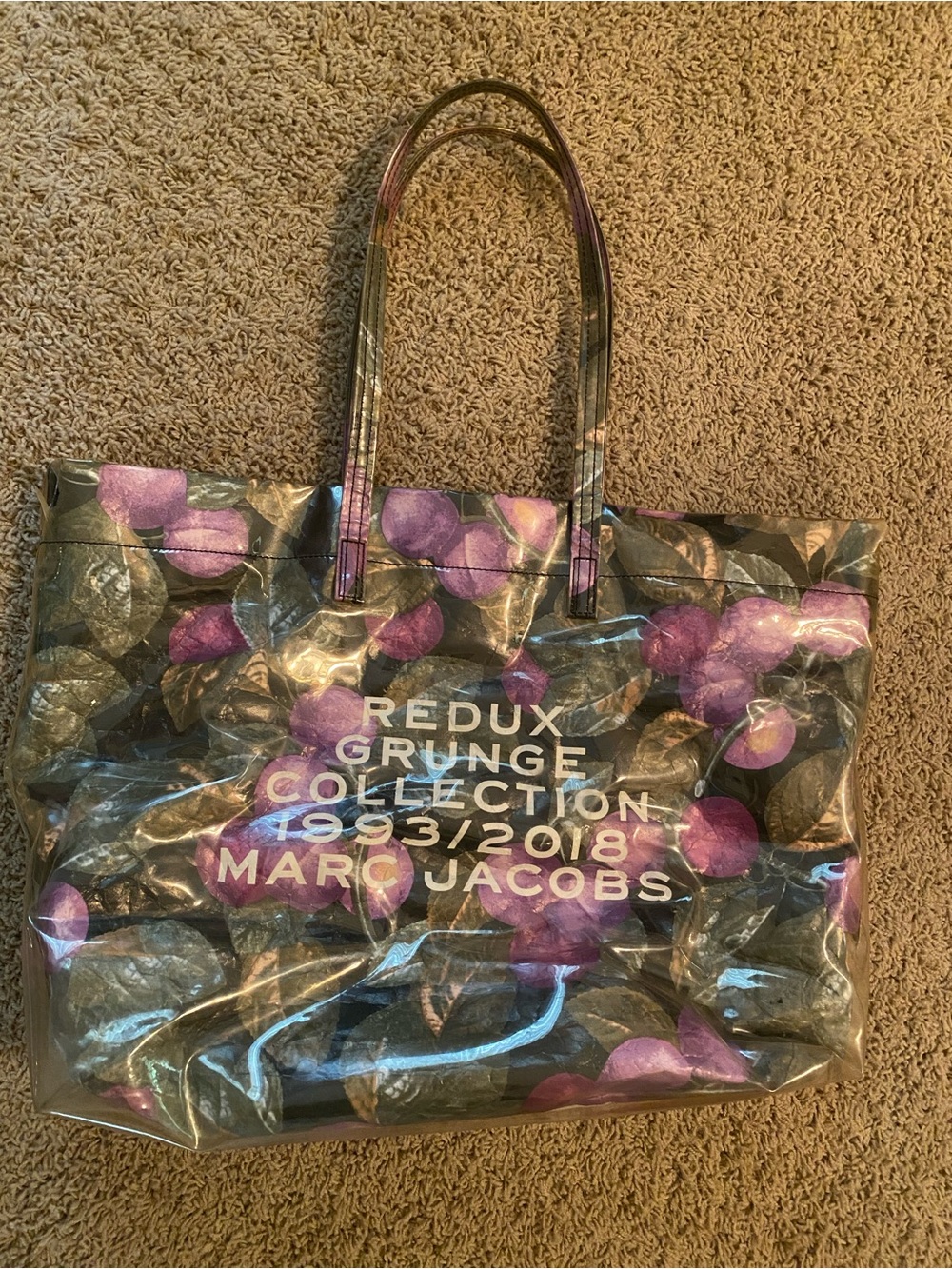 Marc Jacobs Redux Grunge Collection Purple Plums Clear Large Tote